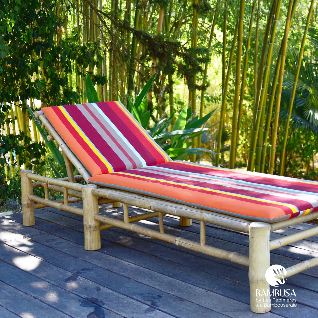 Bain de soleil Thamno — transat inclinable de jardin en bambou naturel