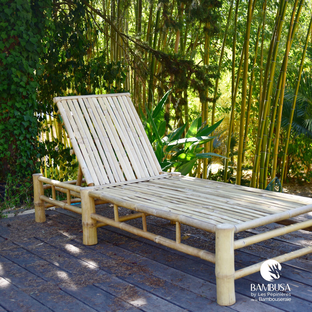 Bain de soleil Thamno — transat inclinable de jardin en bambou naturel