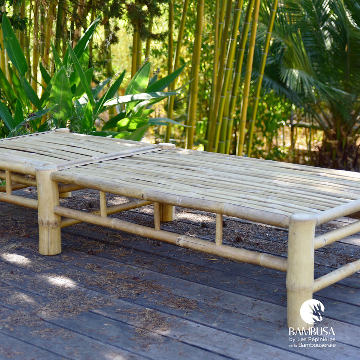 Bain de soleil Thamno — transat inclinable de jardin en bambou naturel