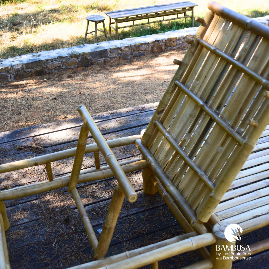 Bain de soleil Thamno — transat inclinable de jardin en bambou naturel