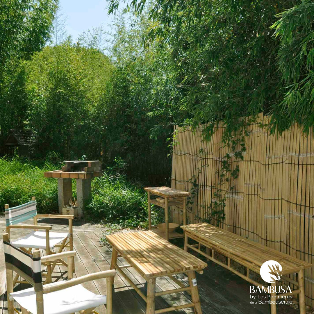 Banc Shiba — banc de jardin en bambou naturel brut — Bambusa, spécialiste du bambou