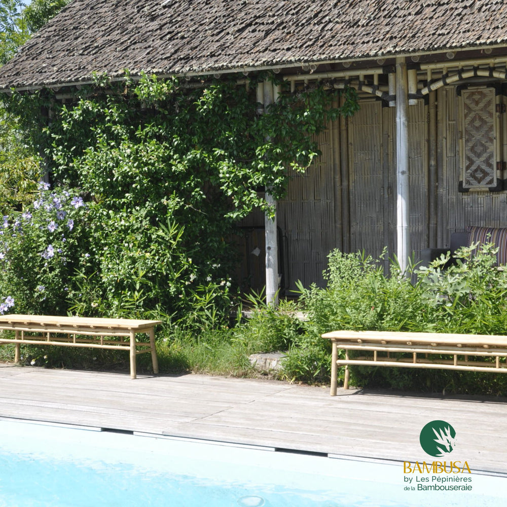 Banc Shiba — banc de jardin en bambou naturel brut — salon de jardin