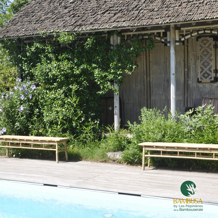 Banc Shiba — banc de jardin en bambou naturel brut — salon de jardin