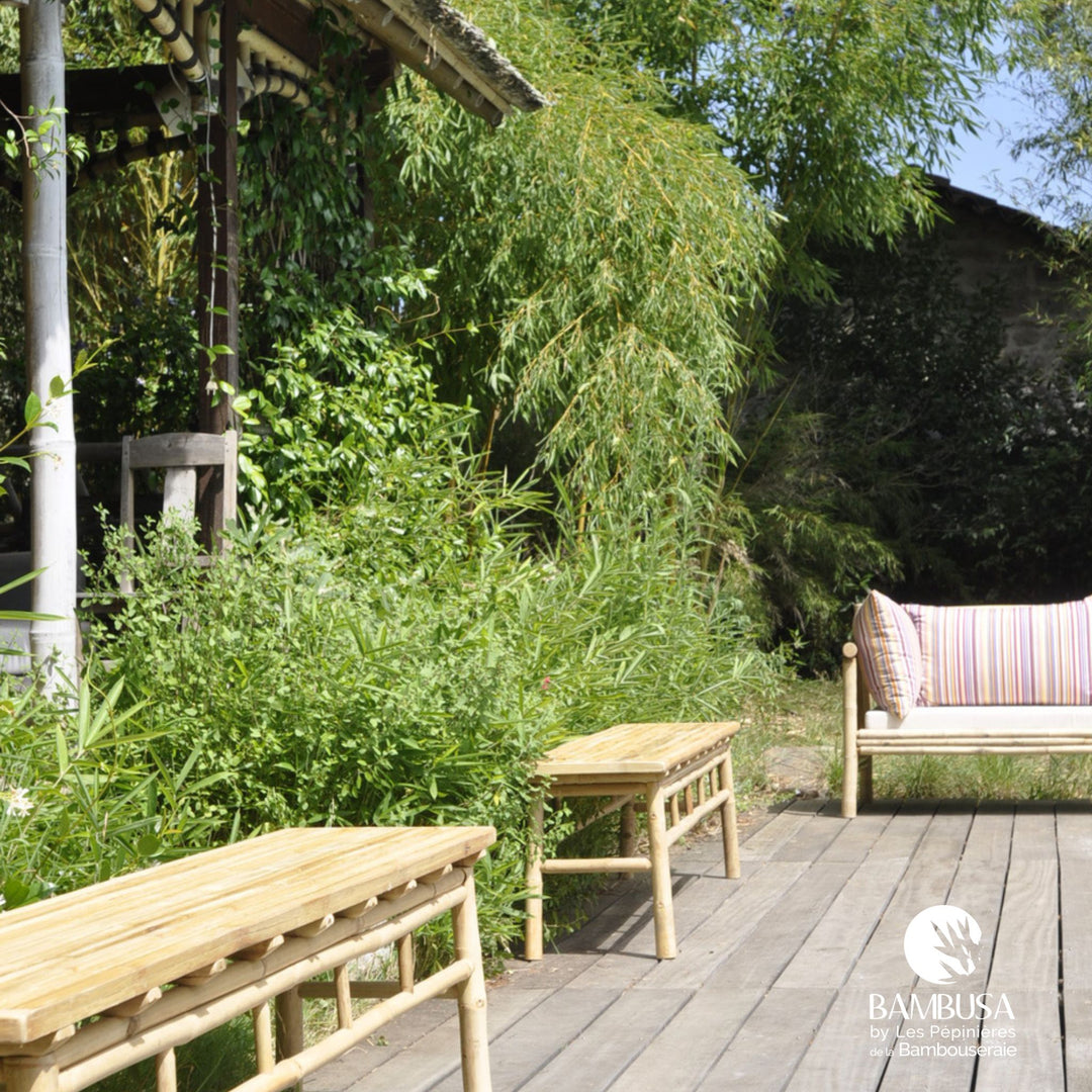 Banc Shiba — banc de jardin en bambou naturel brut