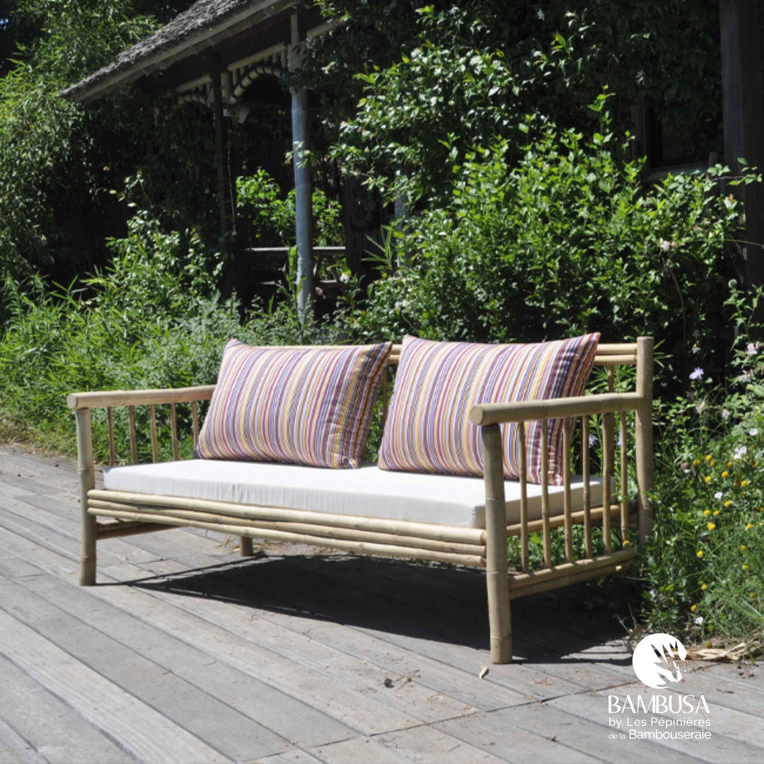 Canapé Tirso — canapé de jardin en bambou naturel brut — décoration de jardin