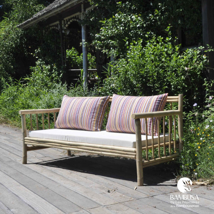 Canapé Tirso — canapé de jardin en bambou naturel brut — décoration de jardin