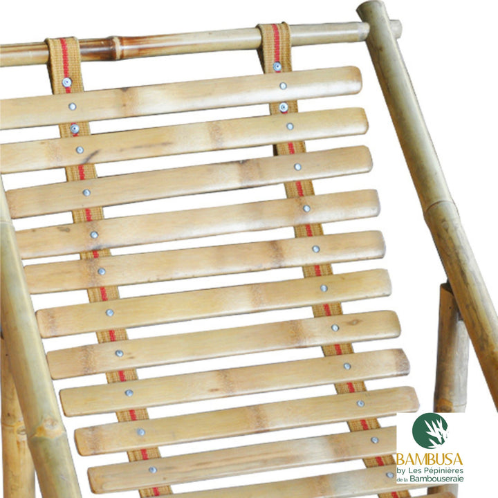 Chaise longue Yusha — chaise longue de jardin en bambou naturel pliante — salon de jardin — photo 12