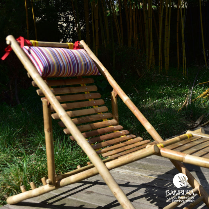 Chaise longue Yusha — chaise longue de jardin en bambou naturel pliante — décoration de jardin — photo 8