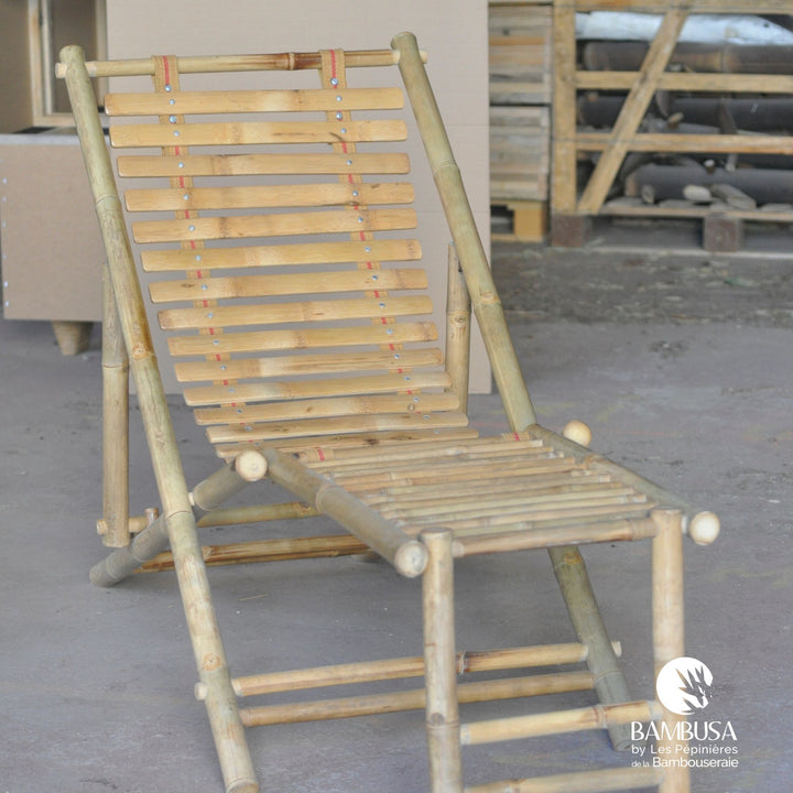 Chaise longue Yusha — chaise longue de jardin en bambou naturel pliante — décoration de jardin — photo 13