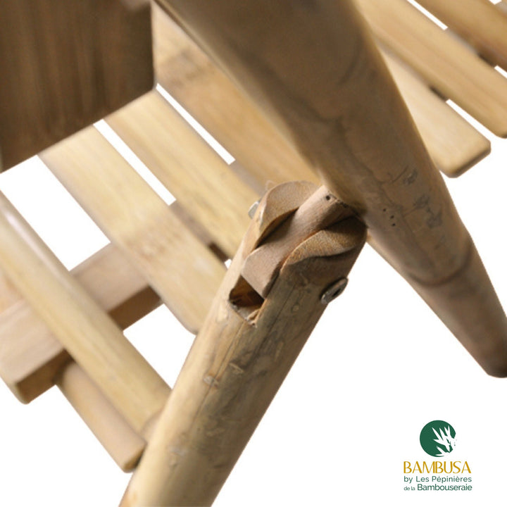Chaise pliante Phyllo — chaise de jardin en bambou naturel — Bambusa, spécialiste du bambou