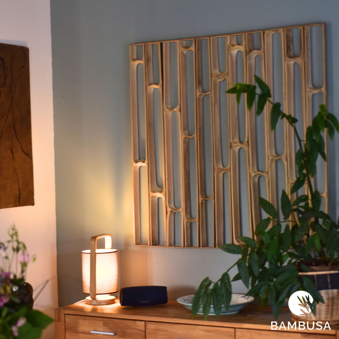 Cadre mural Hibano 100×100 cm — Décoration extérieure en chaumes de bambou — mobilier de jardin — photo 9