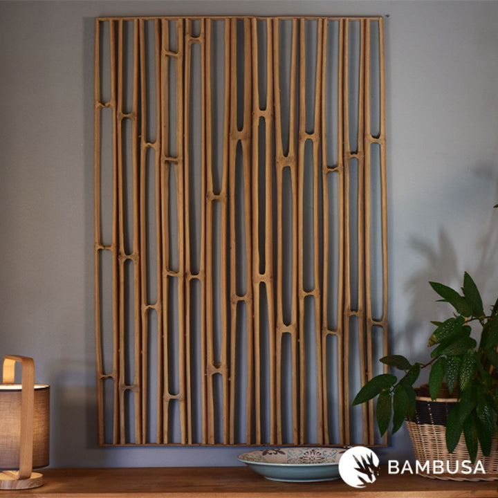Cadre mural Hibano 120×80 cm — Décoration extérieure en chaumes de bambou — cadre mural en bambou