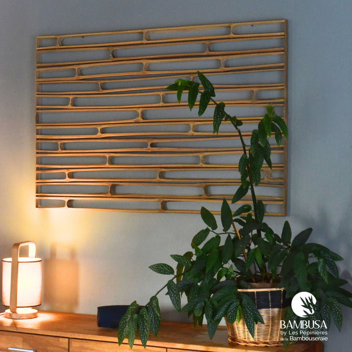 Cadre mural Hibano 120×80 cm — Décoration extérieure en chaumes de bambou