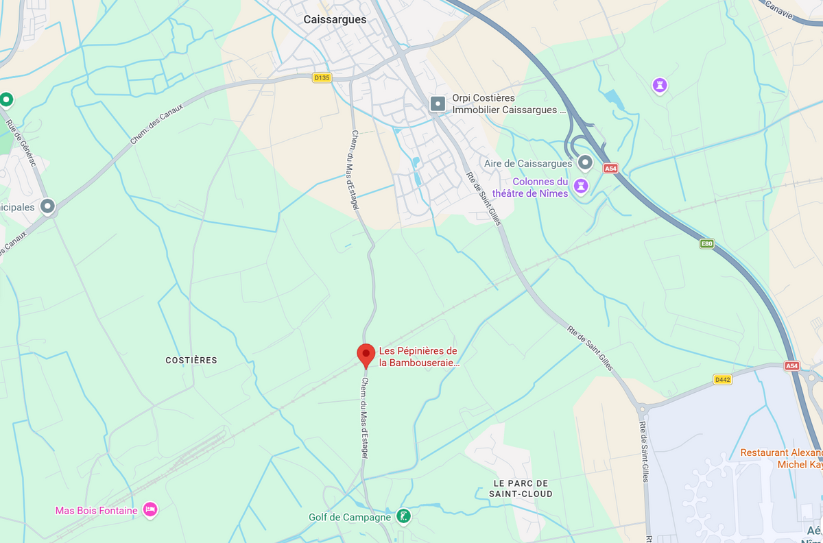 Plan d'accès : emplacement des Pépinières de la Bambouseraie près de Nîmes sur la carte