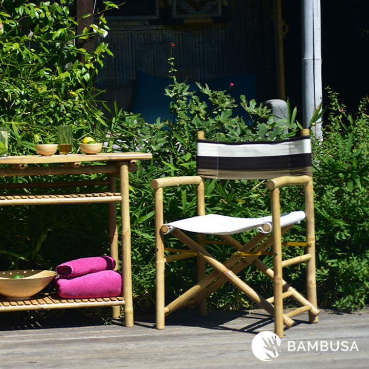 Chaise metteur en scène Stachys — bambou et coton pour jardin et terrasse — salon de jardin