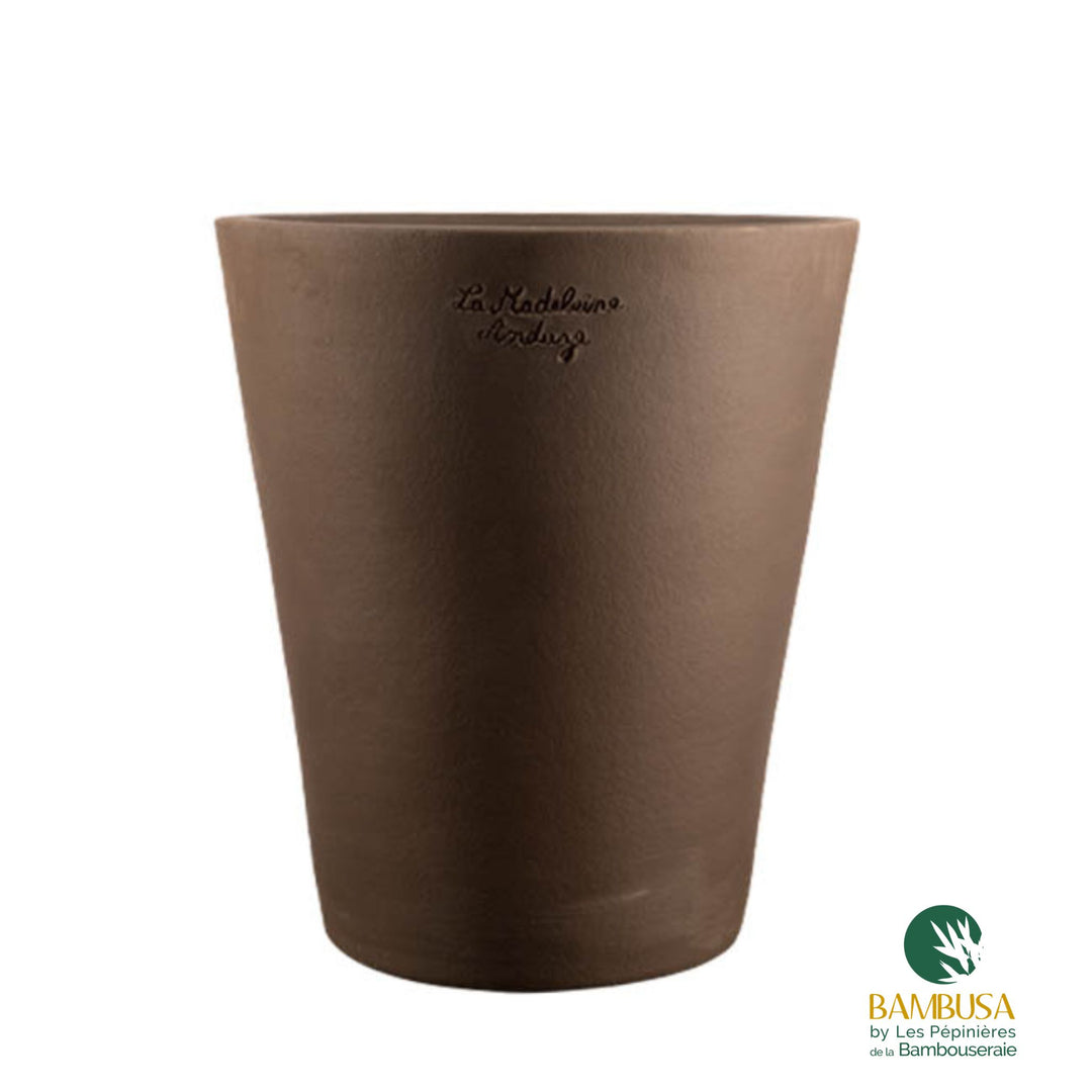 Poterie de la Madeleine — Mazagran, pot haut en terre noire lisse ingélive — produit de plantation