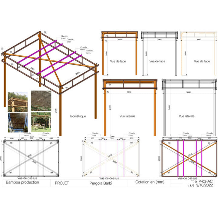 Pergola Barbi — pergola de jardin en bambou naturel à monter