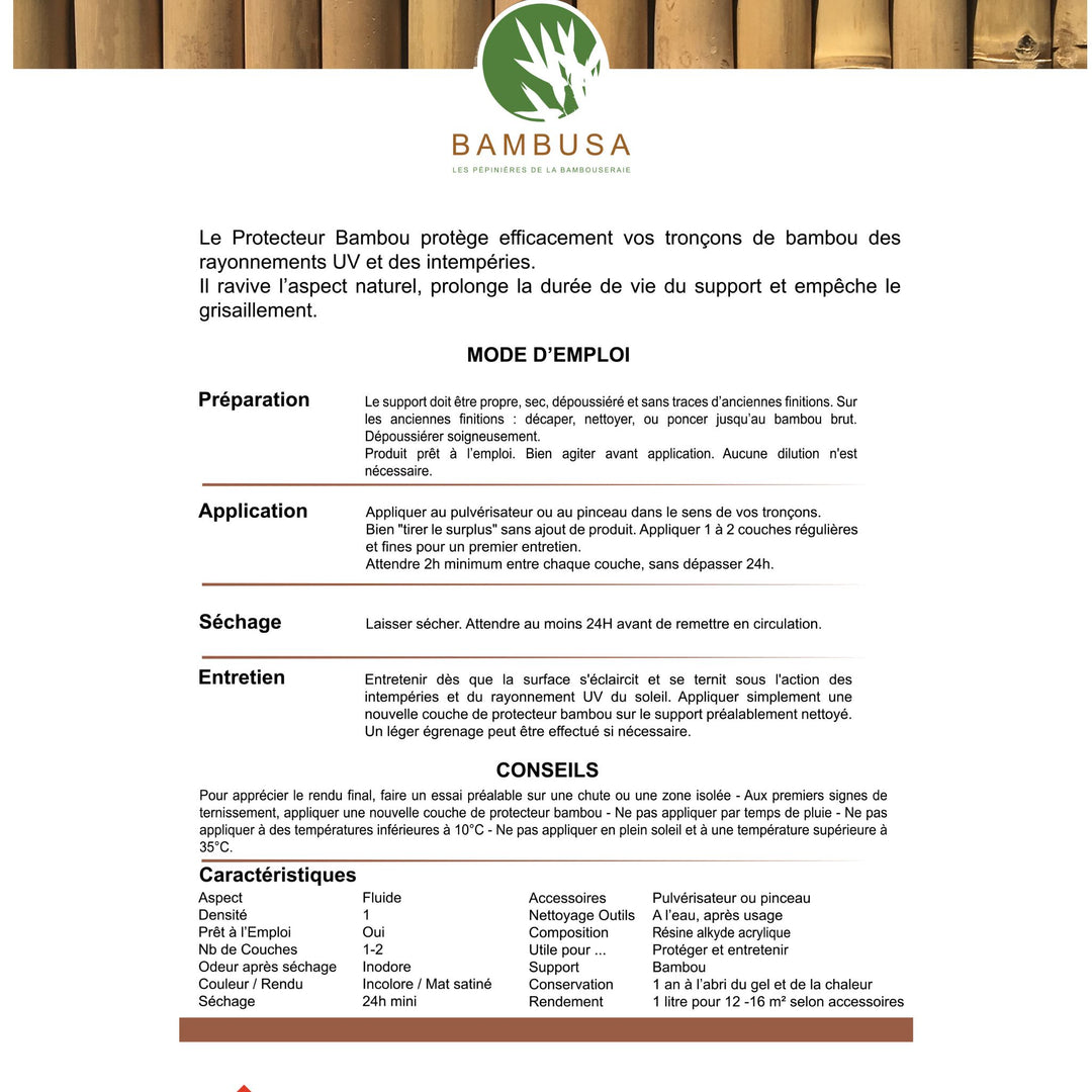 Protecteur bambou Bambusa — traitement UV et intempéries pour bambou extérieur — photo 7