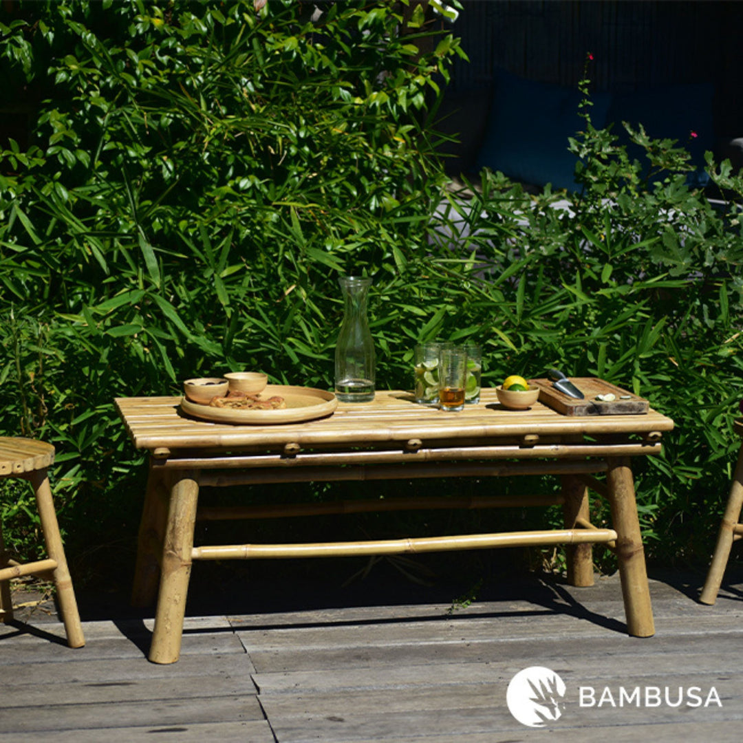 Table basse Iron Bamboo — table de salon de jardin en bambou naturel — photo 5