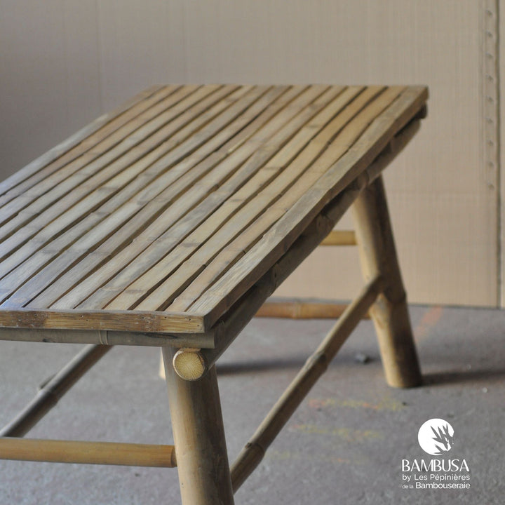 Table basse Iron Bamboo — table de salon de jardin en bambou naturel