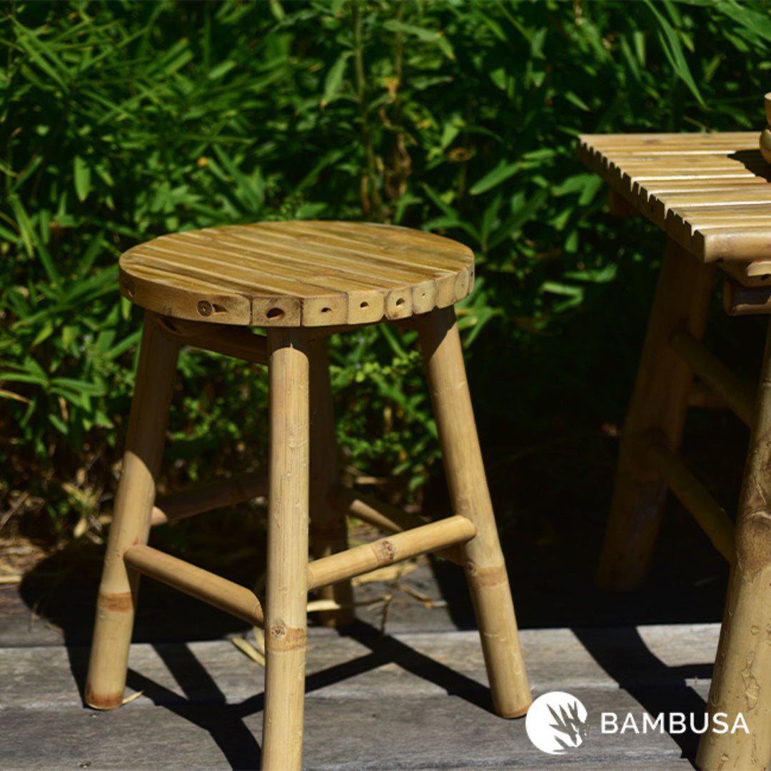 Tabouret Shibo — tabouret de jardin en bambou naturel — Bambusa, spécialiste du bambou