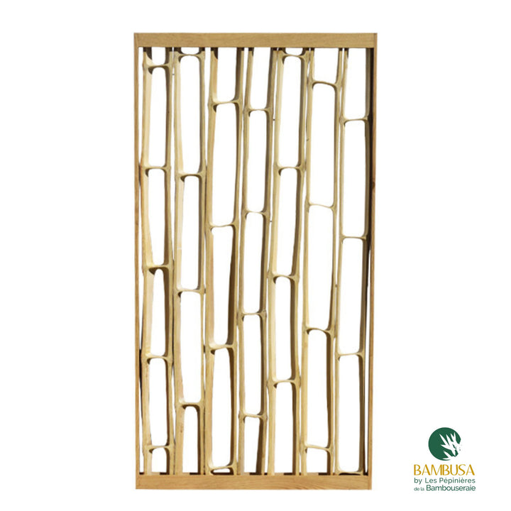 Cloison Otatea 200 × 100 cm — claustra en tranches de bambou et châtaignier