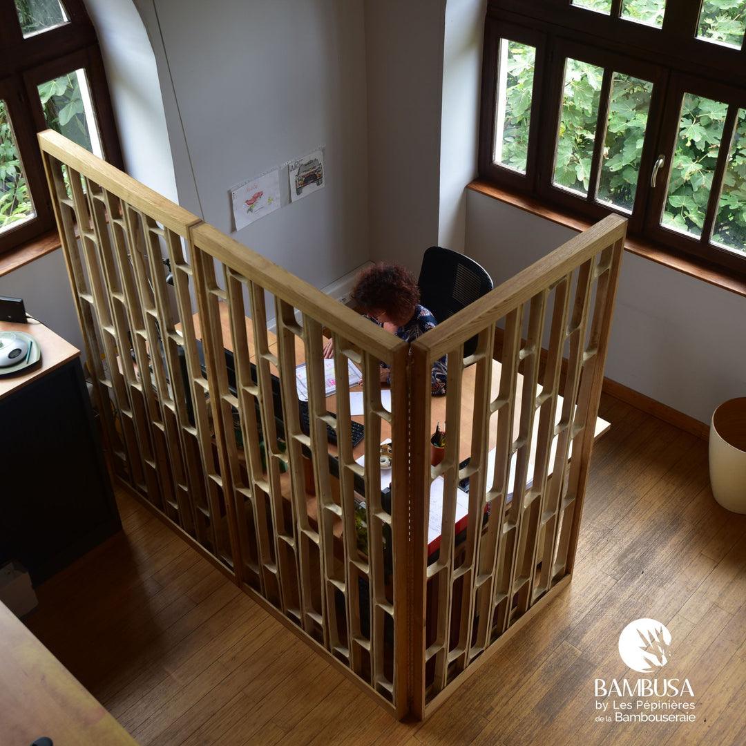 Cloison Otatea 200 × 100 cm — claustra en tranches de bambou et châtaignier