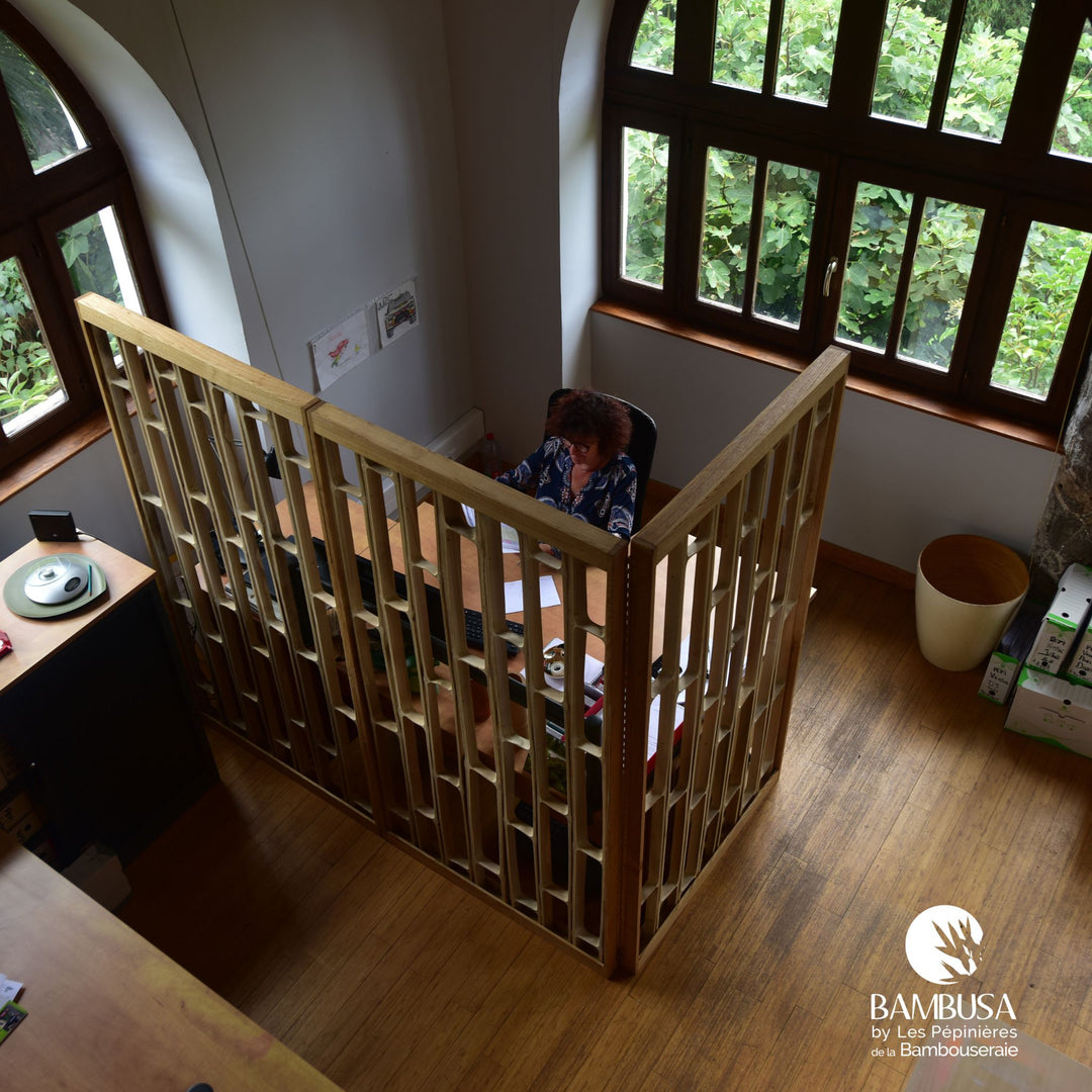 Cloison Otatea 200 × 100 cm — claustra en tranches de bambou et châtaignier