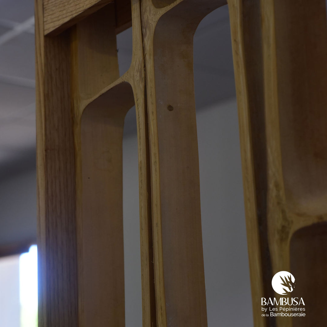 Cloison Otatea 200 × 100 cm — claustra en tranches de bambou et châtaignier