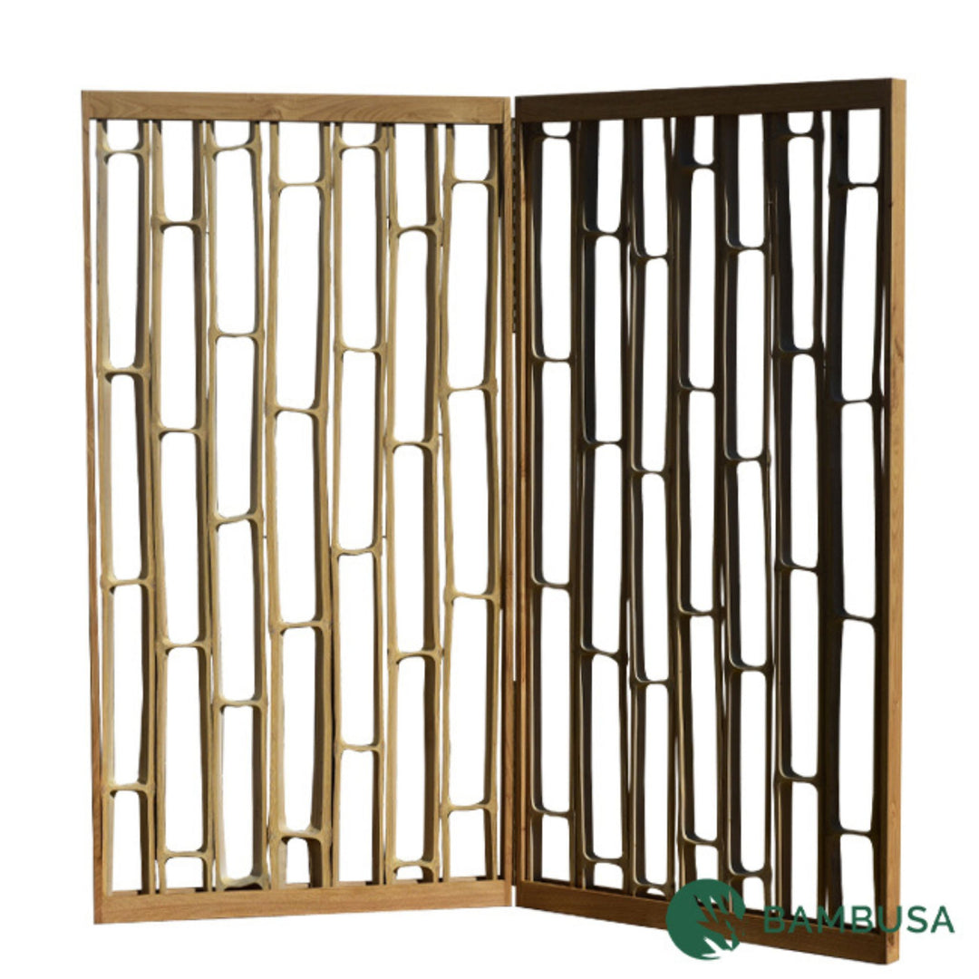 Cloison Otatea 200 × 100 cm — claustra en tranches de bambou et châtaignier