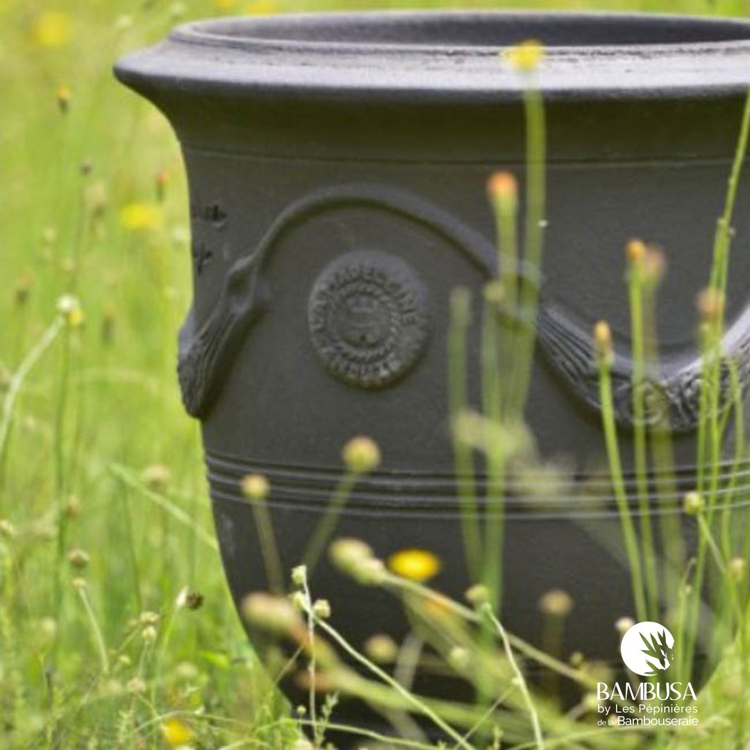 Poterie de la Madeleine — grand pot en terre noire naturelle ingélive, Cévennes