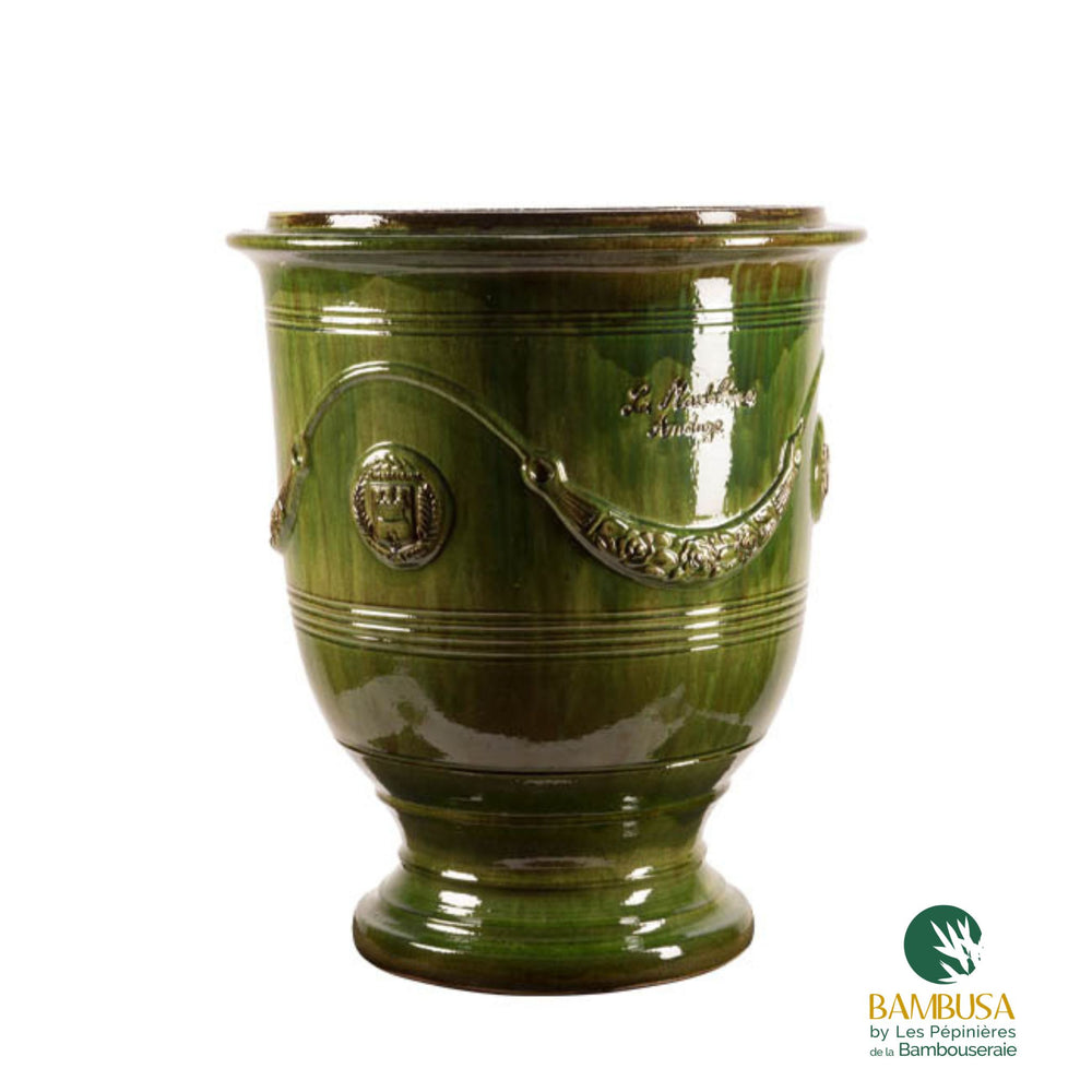 Poterie de la Madeleine — pot émaillé vert, terre des Cévennes ingélive — produit de plantation